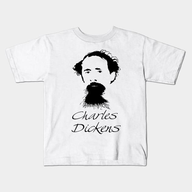 Charles Dickens Kids T-Shirt by PoetandChef